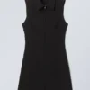 Ärmelloses Mini-Kleid mit Reißverschluss – Schwarz Ärmelloses Mini-Kleid mit Reißverschluss – Schwarz