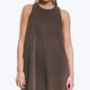 Ärmelloses Minikleid aus Baumwolltwill – gewaschen, dunkelbraun Ärmelloses Minikleid aus Baumwolltwill – gewaschen, dunkelbraun