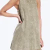 Ärmelloses Minikleid aus Baumwolltwill – gewaschenes Khaki-Grün Ärmelloses Minikleid aus Baumwolltwill – gewaschenes Khaki-Grün