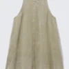 Ärmelloses Minikleid aus Baumwolltwill – gewaschenes Khaki-Grün Ärmelloses Minikleid aus Baumwolltwill – gewaschenes Khaki-Grün