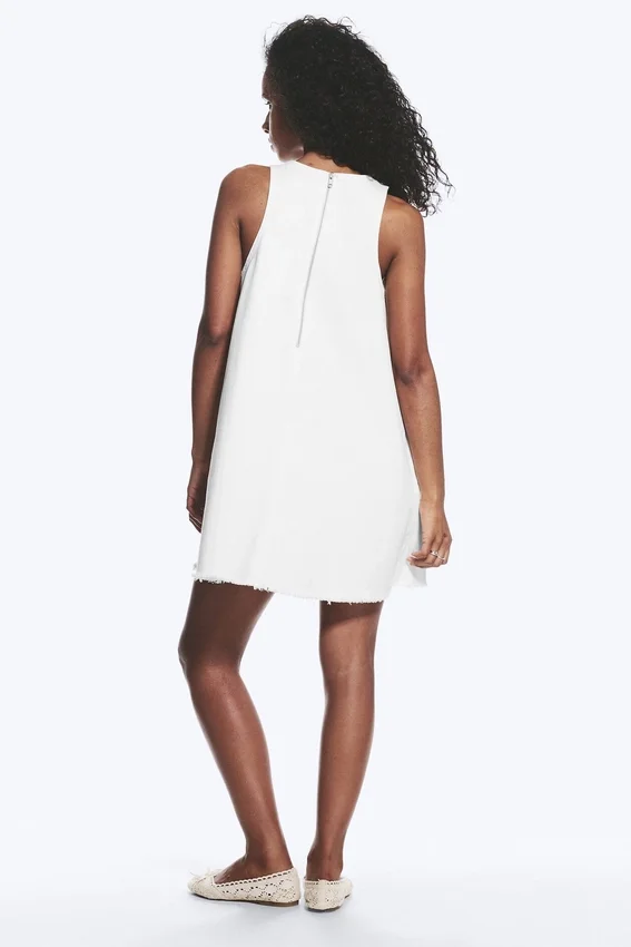 Ärmelloses Minikleid aus Baumwolltwill – Weiß Ärmelloses Minikleid aus Baumwolltwill – Weiß