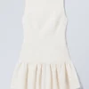 Ärmelloses Minikleid aus Twill – Weiß