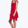 Ärmelloses Minikleid mit quadratischem Ausschnitt – leuchtend rot