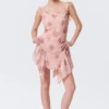 Ärmelloses Minikleid mit quadratischem Ausschnitt – Rosa – Blumenmuster