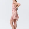 Ärmelloses Minikleid mit quadratischem Ausschnitt – Rosa – Blumenmuster