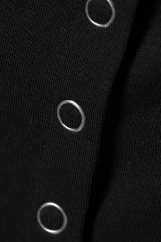 Ärmelloses Oberteil mit Knopfleiste – Schwarz