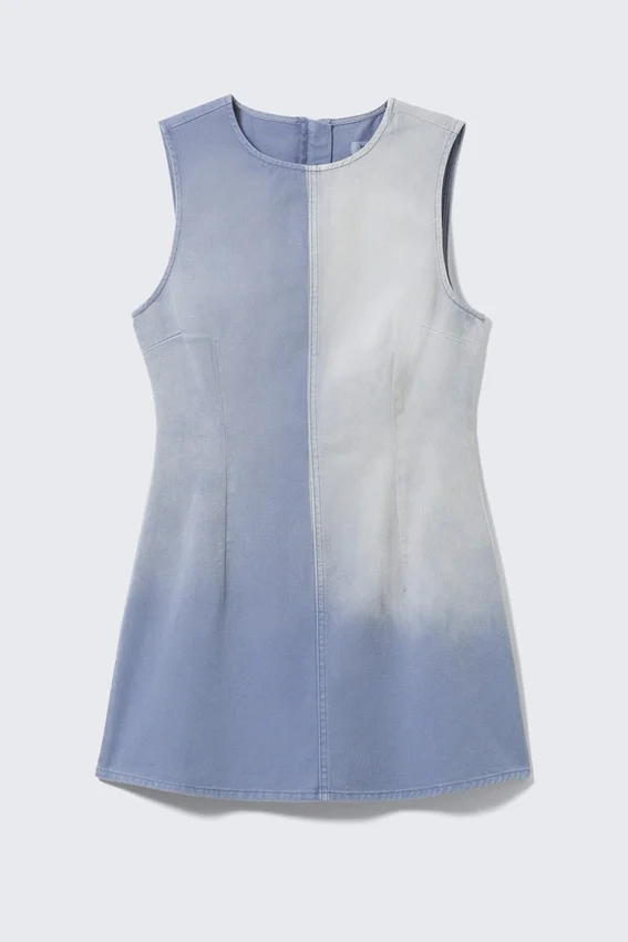 Ärmelloses Utility-Kleid aus Baumwolltwill – gewaschenes Blau Ärmelloses Utility-Kleid aus Baumwolltwill – gewaschenes Blau