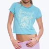 Rosabel Baby-T-Shirt mit Aufdruck – Türkis – Schmetterling