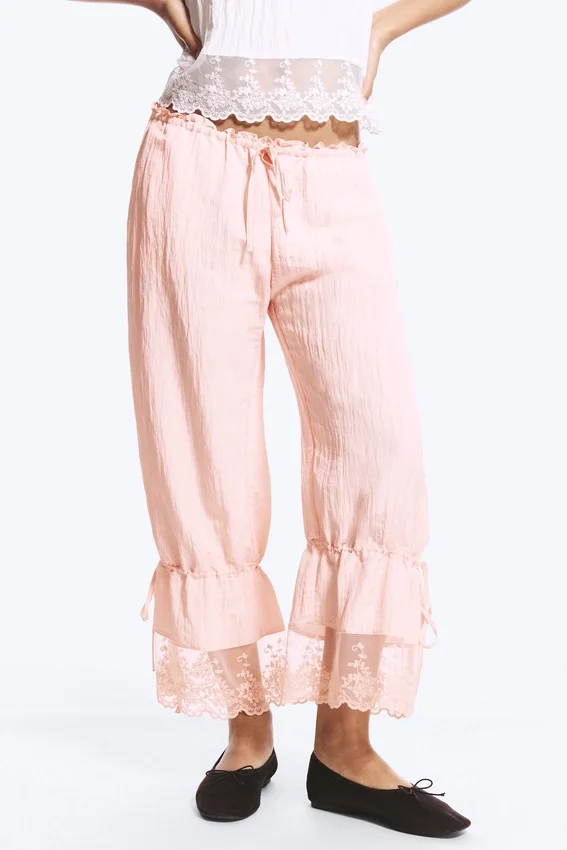Rosabel Low Rise Loose Lace-Trim Bloomers – Hellstaubrosa Rosabel Low Rise Loose Lace-Trim Bloomers – Hellstaubrosa