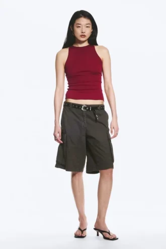 Rotes, figurbetontes Tanktop aus Baumwolljersey – Rot