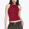 Rotes, figurbetontes Tanktop aus Baumwolljersey – Rot Rotes, figurbetontes Tanktop aus Baumwolljersey – Rot