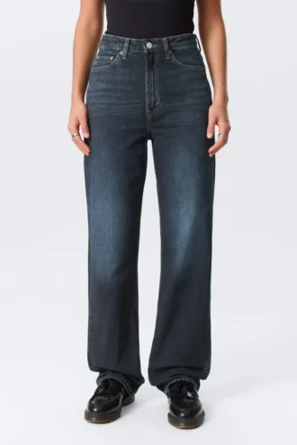 Rowe Super High Waisted Regular Straight Jeans – Angel Blue – Dunkelblau