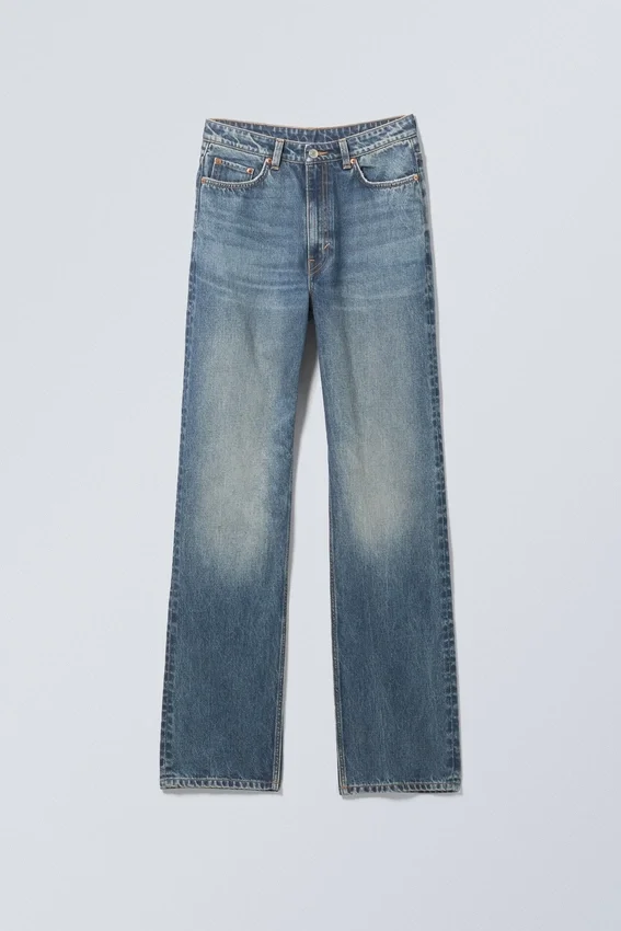 Rowe Super High Waisted Regular Straight Jeans – Eisenblau – Mittelblau Rowe Super High Waisted Regular Straight Jeans – Eisenblau – Mittelblau