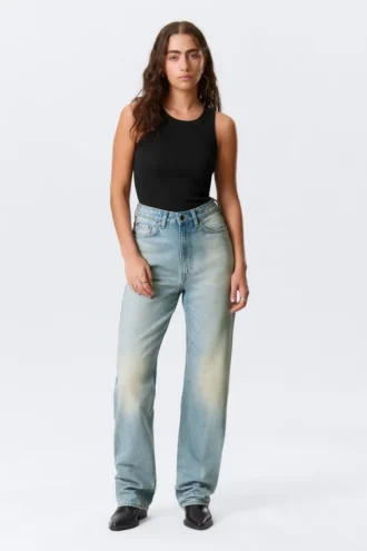 Rowe Super High Waisted Regular Straight Jeans – Port Blue – Hellblau Rowe Super High Waisted Regular Straight Jeans – Port Blue – Hellblau
