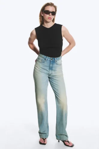 Rowe Super High Waisted Regular Straight Jeans – Port Blue – Hellblau Rowe Super High Waisted Regular Straight Jeans – Port Blue – Hellblau