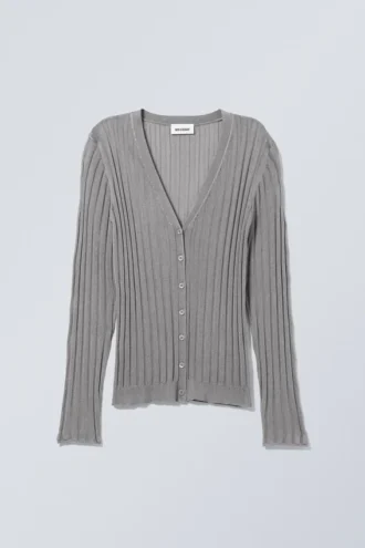 Ruby Strickjacke – Grau schimmernd