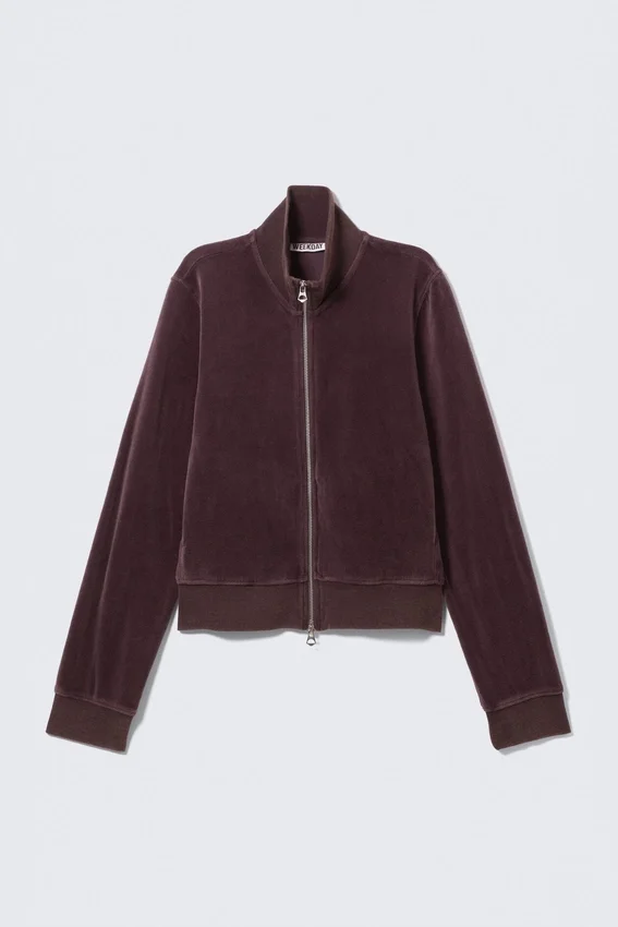 Samt-Trainingsjacke – Dunkles Pflaumenblau Samt-Trainingsjacke – Dunkles Pflaumenblau