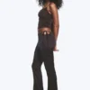 Satin-Hose mit Cut-outs und ausgestelltem Bein – Dunkelbraun
