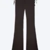 Satin-Hose mit Cut-outs und ausgestelltem Bein – Dunkelbraun