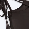 Satin-Hose mit Cut-outs und ausgestelltem Bein – Dunkelbraun