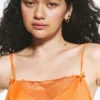 Satin-Spitzenoberteil – Orange