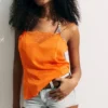 Satin-Spitzenoberteil – Orange