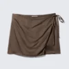 Satin-Wickel-Minirock – Dunkelbraun Satin-Wickel-Minirock – Dunkelbraun
