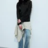 Schlanke Knopfjacke – schwarz mit Nadelstreifen