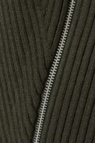 Schmal geschnittene Strickjacke mit Reißverschluss – Dunkelkhaki