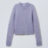 Schmal geschnittene Strickjacke mit Reißverschluss – Flieder