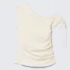 Schmal geschnittenes, gerafftes Off-Shoulder-Oberteil – Off-White Schmal geschnittenes, gerafftes Off-Shoulder-Oberteil – Off-White