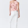 Schmal geschnittenes, gerafftes Off-Shoulder-Oberteil – Rosa – Blumenmuster Schmal geschnittenes, gerafftes Off-Shoulder-Oberteil – Rosa – Blumenmuster