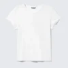 Schmal geschnittenes, kurzärmeliges V-Ausschnitt-T-Shirt – Weiß Schmal geschnittenes, kurzärmeliges V-Ausschnitt-T-Shirt – Weiß
