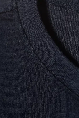 Schmal geschnittenes Langarm-Henley-Top – Dunkelblau