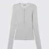 Schmal geschnittenes Langarm-Henley-Top – Grau meliert Schmal geschnittenes Langarm-Henley-Top – Grau meliert