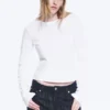 Schmal geschnittenes Langarmshirt aus Baumwolle – Weiß Schmal geschnittenes Langarmshirt aus Baumwolle – Weiß