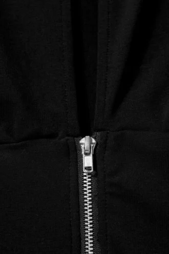 Schmal geschnittenes Langarmshirt mit Reißverschluss – Schwarz