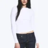Schmal geschnittenes Langarmshirt – Weiß Schmal geschnittenes Langarmshirt – Weiß