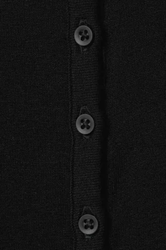 Schmal geschnittenes, langärmeliges Henley-Top – Schwarz Schmal geschnittenes, langärmeliges Henley-Top – Schwarz