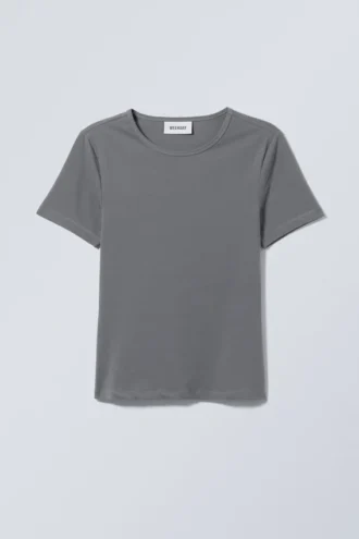 Schmal geschnittenes T-Shirt – Dunkelgrau