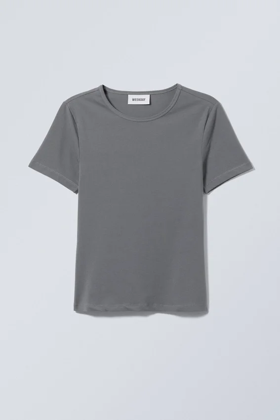 Schmal geschnittenes T-Shirt – Dunkelgrau Schmal geschnittenes T-Shirt – Dunkelgrau