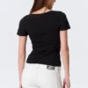 Schmal geschnittenes T-Shirt mit tiefem V-Ausschnitt – Schwarz