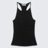 Schmal geschnittenes Tanktop mit Racerback – Schwarz Schmal geschnittenes Tanktop mit Racerback – Schwarz