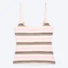 Schmal geschnittenes Tanktop mit Trägern – rosa/braun gestreift Schmal geschnittenes Tanktop mit Trägern – rosa/braun gestreift