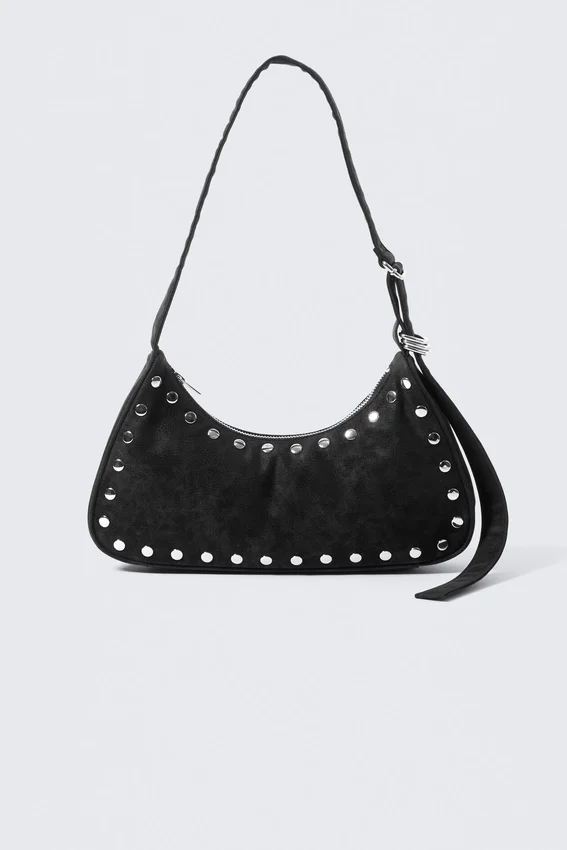 Schultertasche mit Nieten – Schwarz Schultertasche mit Nieten – Schwarz