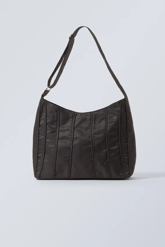 Schultertasche mit Paspelierung – Dunkelbraun Schultertasche mit Paspelierung – Dunkelbraun