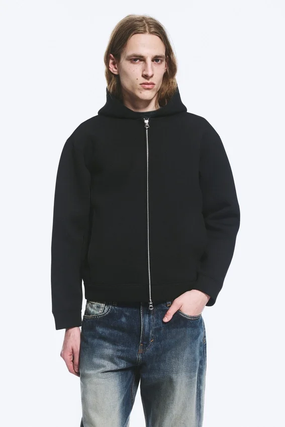 Scuba-Kapuzenpullover mit Reißverschluss – Schwarz Scuba-Kapuzenpullover mit Reißverschluss – Schwarz