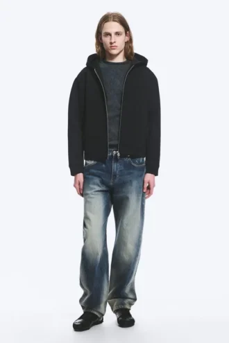 Scuba-Kapuzenpullover mit Reißverschluss – Schwarz