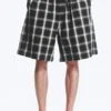 Shorts aus Leinenmischung – kariert, schwarz Shorts aus Leinenmischung – kariert, schwarz