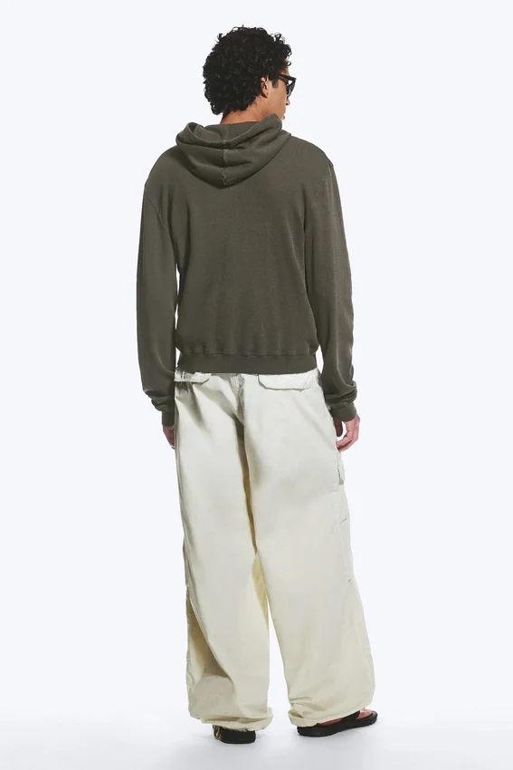 Shrunken Zip Kapuzenpullover – Dunkelkhaki-Grün Shrunken Zip Kapuzenpullover – Dunkelkhaki-Grün